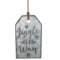 NORTHLIGHT 12.25" Silver And Metal Distressed "jingle All The Way" Christmas Wall Decor In Black