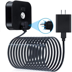 NAVOR 20 Ft Blink Xt Xt2 Micro USB Cable \w Charger Adapter, Charger Brick And Right Angled 90 Degree Micro USB End Charging Cord, Outdoor Waterproof