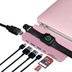 TROOSS USB-C Hub for Macbook With Wireless Charger - In Pink