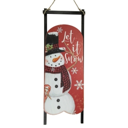 NORTHLIGHT 21.75" Led Lighted 'let It Snow' Snowman Sled Christmas Wall Sign