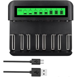 ISTAR 8 Bay Universal Battery Charger With Lcd Display Charger for Aa/aaa C D Ni-Mh Rechargeable Batteries