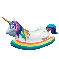 SWIM CENTRAL Inflatable White And Unicorn Rocker Swimming Pool Float, 14-Inch In Yellow