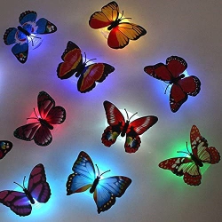 ISTAR Led Butterfly Decoration Night Light 3D Butterfly Sticker Wall Light for Garden, Backyard, Lawn, Party, Festive (10PCs)
