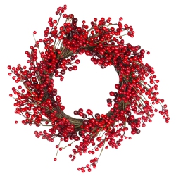 NORTHLIGHT Berry Artificial Christmas Twig Wreath - 20-Inch, Unlit In Red