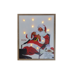 NORTHLIGHT 19" Lighted Norman Rockwell 'santa Eating Milk And Cookies' Christmas Wall Art