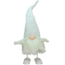NORTHLIGHT 24" Pure Sparkling Saul Bobble Action Christmas Gnome In White