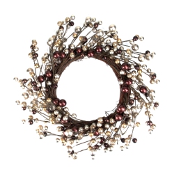 NORTHLIGHT Burgundy And Ball Christmas Ornament Twig Wreath, 20-Inch, Unlit In Silver