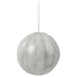 NORTHLIGHT 4.25" Glittered Marbled Christmas Ball Ornament In White