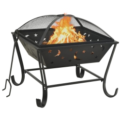 VIDAXL Fire Pit With Poker 24.4 Xxl Steel