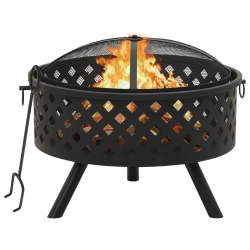 VIDAXL Fire Pit With Poker 26.8 Xxl Steel