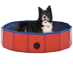 VIDAXL Foldable Dog Swimming Pool 31.5"x7.9" Pvc In Red