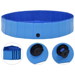 VIDAXL Foldable Dog Swimming Pool 63"x11.8" Pvc In Blue