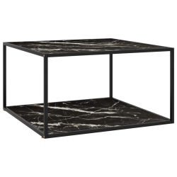 VIDAXL Coffee Table With Marble Glass 35.4"x35.4"x19.7" In Black