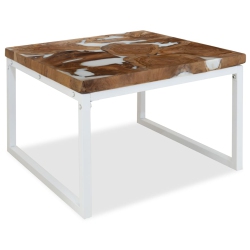 VIDAXL Coffee Table Teak Resin 23.6"x23.6"x15.7