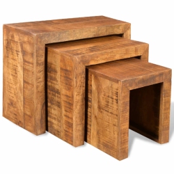 VIDAXL Nesting Table Set 3 Pieces Solid Wood In Mango