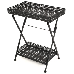 VIDAXL Folding Tea Table Vintage Style Metal 22.8"x13.8"x28.3" In Black