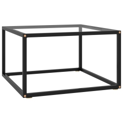 VIDAXL Coffee Table With Tempered Glass 23.6"x23.6"x13.8" In Black