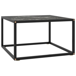 VIDAXL Coffee Table With Marble Glass 23.6"x23.6"x13.8" In Black