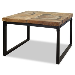 VIDAXL Coffee Table Teak Resin 23.6"x23.6"x15.7