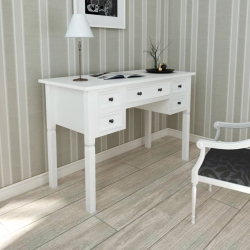 VIDAXL Writing Desk With 5 Drawers In White