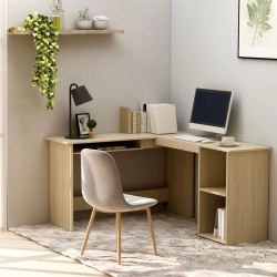 VIDAXL L-Shaped Corner Desk Sonoma Oak 47.2"x55.1"x29.5" Chipboard