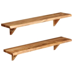 VIDAXL Wall Shelves 2 PCs 35.4"x7.9"x6.3" Solid Acacia Wood
