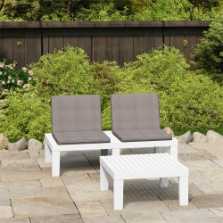 VIDAXL 2 Piece Patio Lounge Set With Cushions Plastic In White