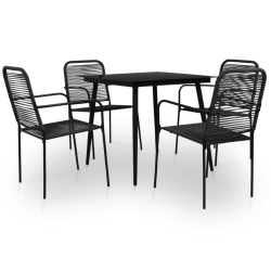VIDAXL 5 Piece Patio Dining Set Cotton Rope And Steel In Black