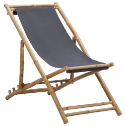 VIDAXL Deck Chair Bamboo And Canvas Dark In Gray