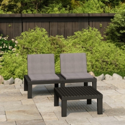 VIDAXL 2 Piece Patio Lounge Set With Cushions Plastic In Gray