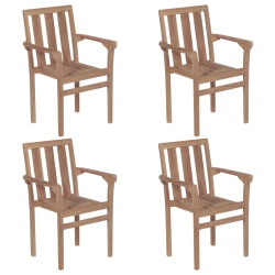 VIDAXL Stackable Patio Chairs 4 PCs Solid Teak Wood