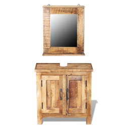 VIDAXL Bathroom Vanity Cabinet With Mirror Solid Wood In Mango