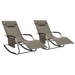 VIDAXL Sun Loungers 2 PCs Textilene Taupe And In Gray