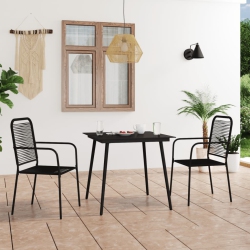 VIDAXL 3 Piece Patio Dining Set Cotton Rope And Steel In Black