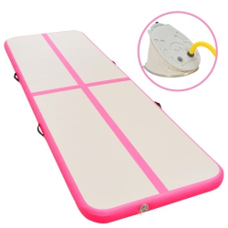 VIDAXL Inflatable Gymnastics Mat With Pump 315"x39.4"x3.9" Pvc In Pink