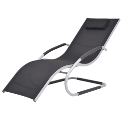 VIDAXL Sun Lounger With Pillow Aluminum And Textilene In Black