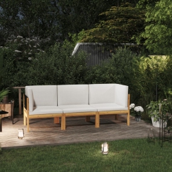 VIDAXL 3-Seater Patio Sofa With Cushion Solid Acacia Wood
