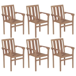 VIDAXL Stackable Patio Chairs 6 PCs Solid Teak Wood