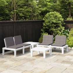 VIDAXL 4 Piece Patio Lounge Set With Cushions Plastic In White