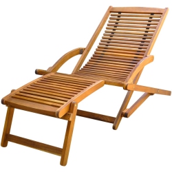 VIDAXL Deck Chair With Footrest Solid Acacia Wood