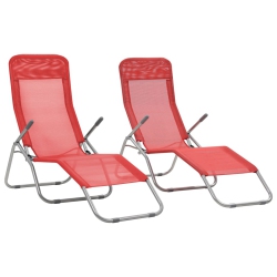 VIDAXL Folding Sun Loungers 2 PCs Textilene In Red