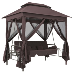 VIDAXL Gazebo Convertible Swing Bench Coffee
