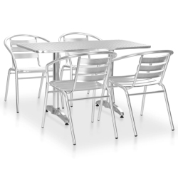 VIDAXL 5 Piece Patio Dining Set Aluminum In Silver