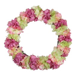 NORTHLIGHT Hydrangea Twig Artificial Floral Wreath, Pink And 18-Inch In Green