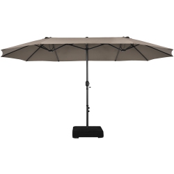 TOPBUY Patiojoy 15Ft Double-Sided Twin Patio Umbrella With Base Extra-Large Market Umbrella Beige/coffee/grey/orange/turquoise/wine