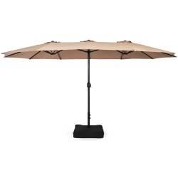 TOPBUY Patiojoy 15Ft Double-Sided Twin Patio Umbrella With Base Extra-Large Market Umbrella for Outdoor