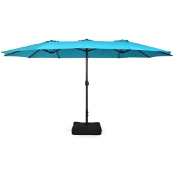 TOPBUY Patiojoy 15Ft Double-Sided Twin Patio Umbrella With Base Extra-Large Market Umbrella for Outdoor
