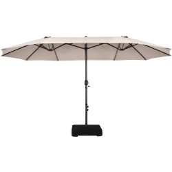 TOPBUY Patiojoy 15Ft Double-Sided Twin Patio Umbrella With Base Extra-Large Market Umbrella Beige/coffee/grey/orange/turquoise/wine