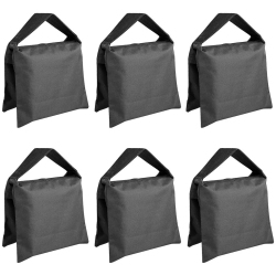 ALBERTATECH 6 Pack Sand Bag Photography Studio Video Stage Film Saddlebag for Light Stands Boom Arms Tripods In Black