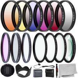 ALBERTATECH 77MM Complete Lens Filter Accessory Kit for Lenses With 77MM Filter Size: 6PC Gradual Color Filter Set + Uv